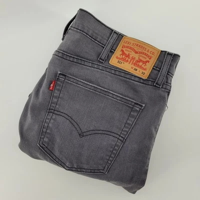 Levi Strauss Co 511 Mens 38x32 Slim Fit Dark Gray Denim Jeans Pants - Image 1 of 4