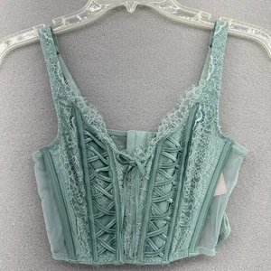 Victoria's Secret Dream Angels Lace Corset Top Bustier Lingerie Green Recycled S - Picture 1 of 7