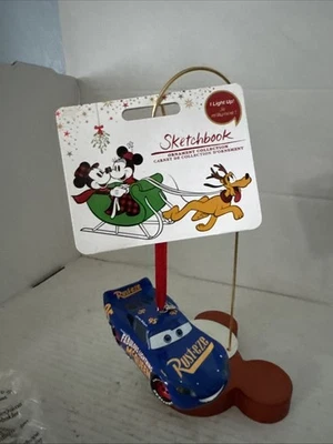 2017 DISNEY STORE CARS 3 LIGHTNING MCQUEEN BLUE LIGHT-UP Sketchbook Ornament Lb - Image 1 of 4