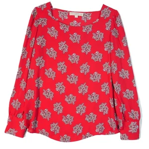 Camicetta top donna Loft taglia M rossa floreale leggera manica lunga - Foto 1 di 11