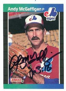 Andy McGaffigan autographed Baseball Card (Montreal Expos) 1989 Donruss #338