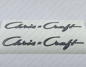 CHRIS CRAFT BOATS LOGO SILVER DECALS STICKERS Set of 2 18" LONG - Picture 1 of 5