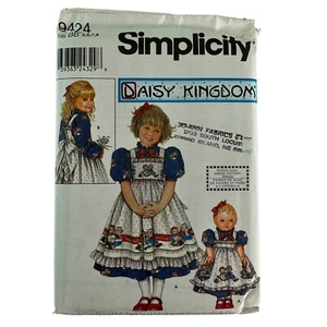 Simplicity 9424 Daisy Kingdom Childs & Doll Dress Pinafore Size BB 5-8 UNCUT - Picture 1 of 3