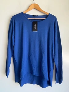 NWT Lafayette 148 New York Sweater Size XL Hi Low Hem Regency Blue - Picture 1 of 11