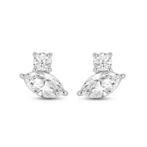 Arete redondo de diamantes Marqués creado en laboratorio de 1,50 quilates TOI ET MOI de oro blanco de 14 quilates - Imagen 1 de 7