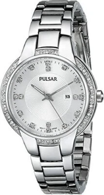 NUEVO* Reloj Pulsar PJ2011 Mujer Vestido Analógico Pantalla Cuarzo Japonés Plateado Foto 1 de 2