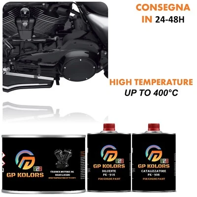 GP KOLORS Vernice Motore Moto 2K 250g NERO LUCIDO - Resiste alla benzina