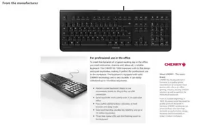 Cherry KC 1000 (JK-0800DE) Keyboard Black USB German Layout - New & Sealed - Picture 1 of 2