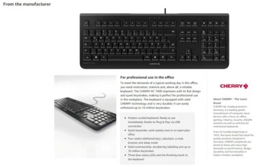 Cherry KC 1000 (JK-0800DE) Keyboard Black USB German Layout - New & Sealed - Image 1 of 2