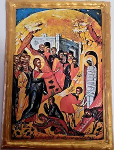 Raising of Lazarus at Bethany Jesus Miracle Byzantine Greek Easter Orthodox Icon - Picture 1 of 6