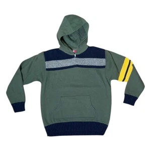 Y2K rare Tommy Hilfiger Hoodie Sweater Sweatshirt Quarter Zip Multicolor BOYS - Picture 1 of 12