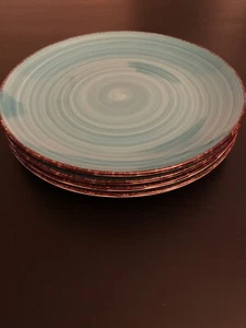 Royal Norfolk Dinner Plate Turquoise Blue Swirl Stoneware 10.5" - 5 Available - Picture 1 of 6