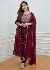 For Women's Designer Cotton Kurta and Dupatta Set Indian Bollywood Kurti Clothes - Picture 1 of 6