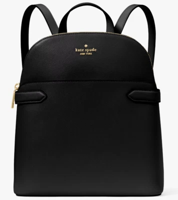 Mochila Kate Spade Staci Dome Bolso de Cuero Saffiano Negro KG021 NUEVO CON ETIQUETAS $359 Minorista Foto 1 de 4