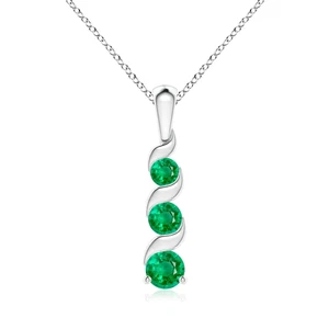 ANGARA 0.49 Ct Natural Emerald Pendant With Diamond for Women in 14K Gold (AAA) - Picture 1 of 28