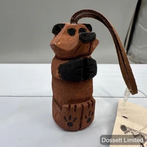 Navajo Folk Art Wood Carving Bear Christmas Ornament - Picture 1 of 5