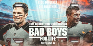 Targa poster Tom Brady Rob Gronkowski Tampa Bay Bucs Super Bowl Bad Boys - Foto 1 di 1