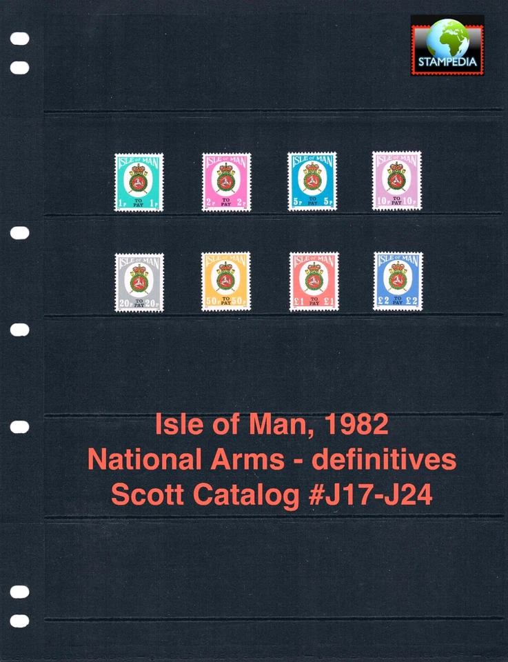 $4.00 Scott Value - 1982 ISLE OF MAN GB UK Arms definitives, dues CV MNH NH UMM - Image 1 of 4