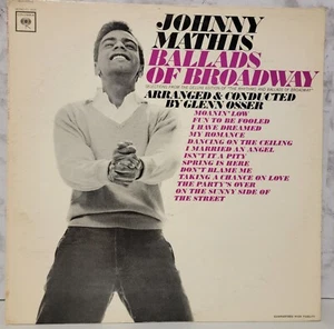 Johnny Mathis Ballards Of Broadway 1960 Vintage Vinyl LP Record - Imagen 1 de 5