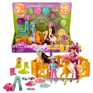 Yr 2005 Polly Pocket HORSING AROUND w/ Polly, Lila, Horses & Cowgirl Accessories - Picture 1 of 1