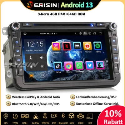 8-Kern DAB+Android 13 Autoradio GPS For VW Passat Golf 5/6 Polo Tiguan Touran T5 - Bild 1 von 4