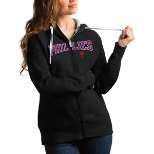 Philadelphia Phillies Antigua Women's Team Logo Full-Zip Hoodie - Black - Small - Picture 1 of 3