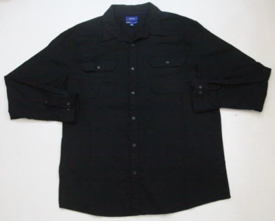 XXL Apt. 9 Camisa de vestir ajustada negra de algodón spandex con dos bolsillos para hombre 2XL 1-715 Foto 1 de 4