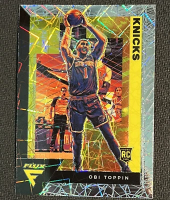 2020-21 Flux Obi Toppin Rookie Velocity Lazer Silver Prizm New York Knicks - Image 1 of 2