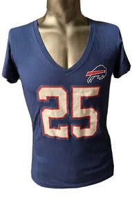 NFL  Buffalo Bills McCoy # 25 100% Cotton Blue V Neck Women Shirt Medium New - Picture 1 of 2