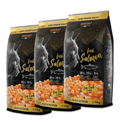 3 x 4 = 12 kg Leonardo fresh Meat Salmon & Poultry Trockenfutter Katze Greinfree - Bild 1 von 2