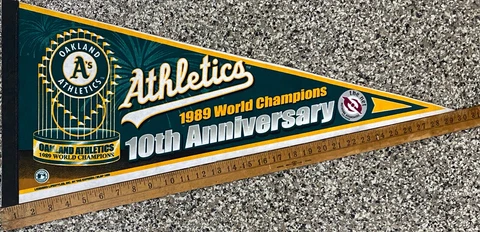 Vintage OAKLAND A’S 1989 World Series Championship 10th Anniversary 30” Pennant Cover
