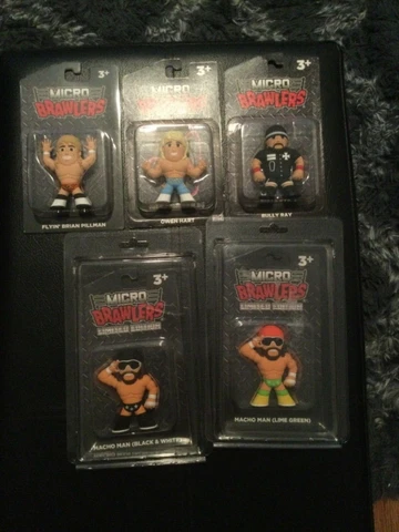 Micro Brawlers Lot of 5 Randy Savage Pillman Bully Ray Owen Hart WWE WCW WWF ECW Cover