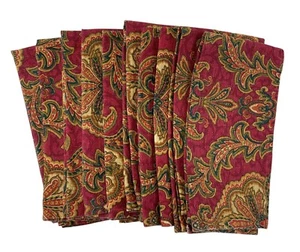 Damask Cloth Napkins Red Burgundy Paisley Set of 10 French Country Luxury - Picture 1 of 8