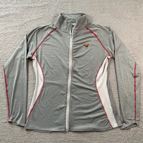 Minnesota Wild Jacket Sz Large Grey Full Zip Hockey Logo Long Sleeve NHL Womens Cover