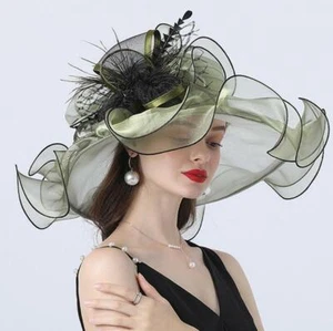 Damen Kentucky Derby Kirche Sonnenhut Kleid Fascinator Braut Organza Tee Party - Bild 1 von 19