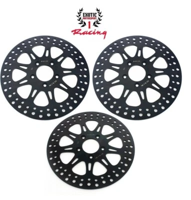 Harley Front Rear Brake Disc Rotors Roadking Roadglide Streetglide 2000-07 Black - Image 1 of 4
