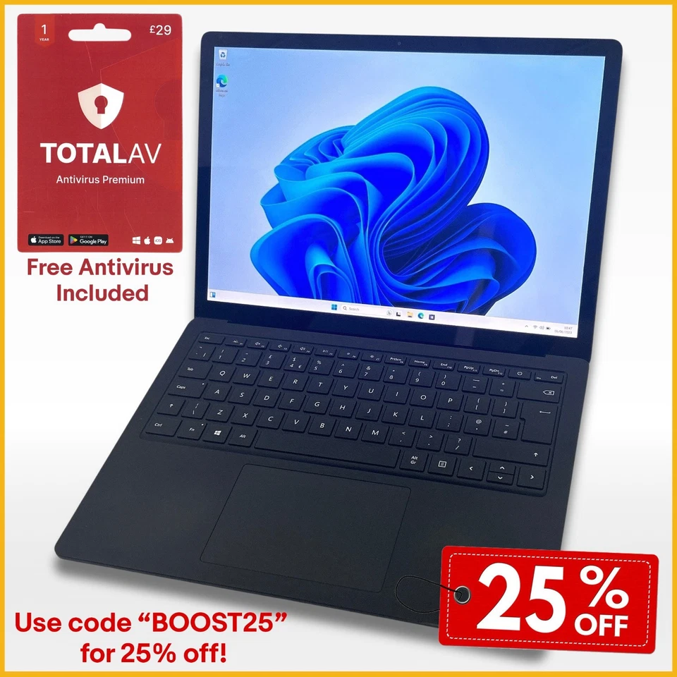 Microsoft Surface Laptop 4 i5-1145G7 16GB 512GB Windows 11 Touchscreen Black - Image 1 of 4