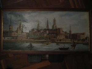 Gemälde Öl auf Holz oder MDF, unsigniert, -datiert, gut erhalten, wohl Rhein? - Bild 1 von 7