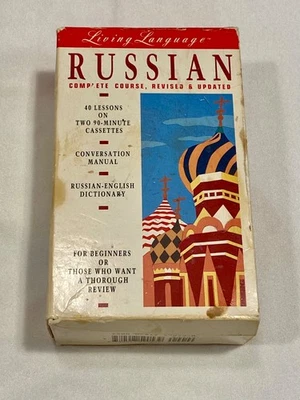 1993 Living Language RUSSIAN Complete Course SET-40 Lessons-Cassettes-Dictionary - Image 1 of 4