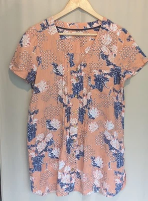 White Stuff Tunic Top Size 8 Floral Pastel Orange Beach Holiday Weekend Linen - Image 1 of 4