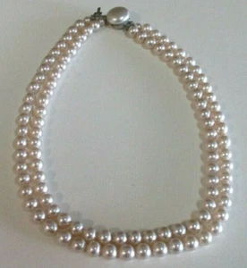 Imitation Pearl Necklace - Choker Style - Double Strand - Elegant Chic - Vintage - Bild 1 von 8