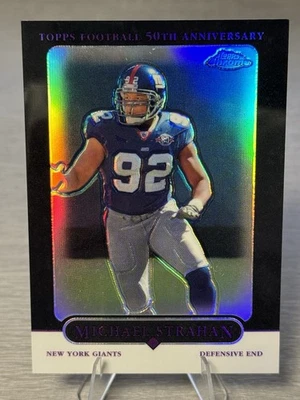 🏆🏈MICHAEL STRAHAN 2005 Topps Chrome 50th Ann. Black Refractor /100 #GIANTS🏈🏆 - Image 1 of 3