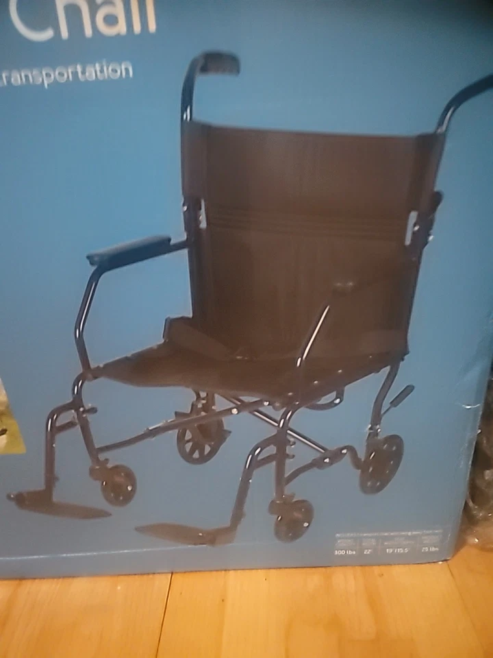 Carex RMA33677 19'' 300lbs. Folding Wheelchair with Foot Rests - Metallic Blue - Image 1 of 1