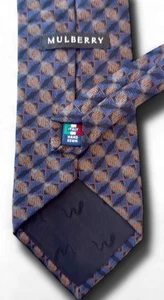 MULBERRY Hand Sewn Italy 100% Silk Navy Blue Geometric Classic Posh Tie Necktie - Picture 1 of 22