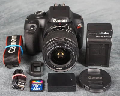 Canon EOS Rebel T100 4000D 18MP 1080p DSLR Camera 2K Clicks W/ 18-55mm Lens F/S - Image 1 of 4