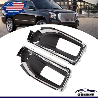 Pair Fog Light Lamp Bezel Chrome Trim Cover For GMC Yukon XL 2015-2020 LH RH Foto 1 de 4