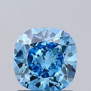 Cushion 1.02ct Fancy Vivid Blue HPHT VVS2 IGI Certified Loose Lab Grown Diamond - Picture 1 of 3
