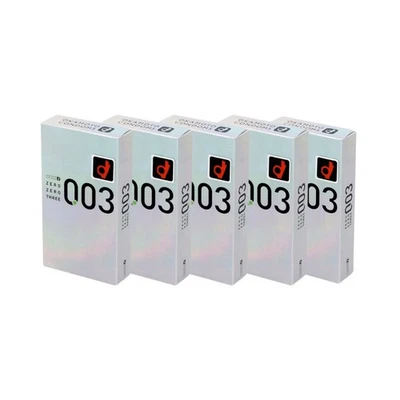 OKAMOTO 003 Condones Ultra Delgados Japón Látex Natural Paquete de 5 (60 piezas)- Envío CA Foto 1 de 4