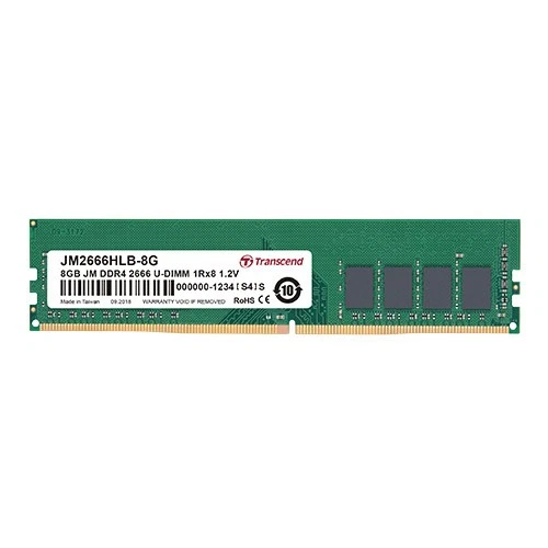 Transcend JetRam 8GB DDR4 2666MHz 288-pin DIMM Memoria RAM JM2666HLB-8G - Immagine 1 di 1