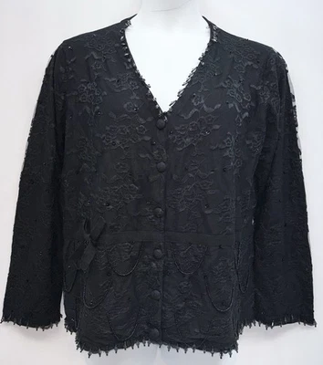 Новый с Ярлыками STORYBOOK ВЯЗАНЫЙ размер X1 на пуговицах блестящий каскад кружева/бусины кардиган свитер - Изображение 1 из 4